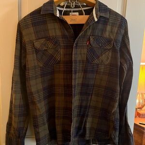 Levi's Men's Olive Wabash Plaid Flannel Long-sleeve Shirt